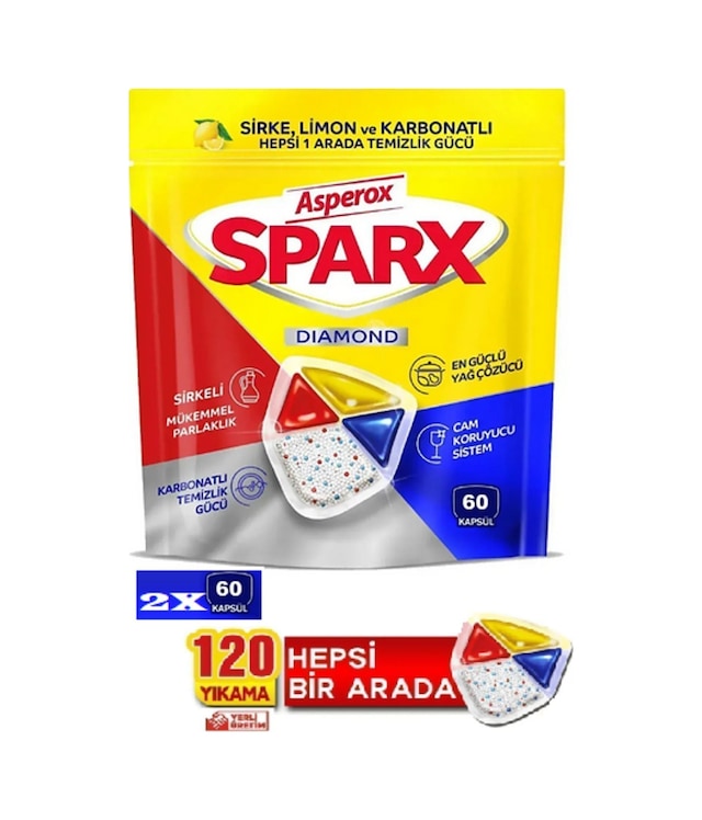 Sparx Bulaşık Makinesi Kapsülü 60'lı X 2 Paket 120 Yıkama