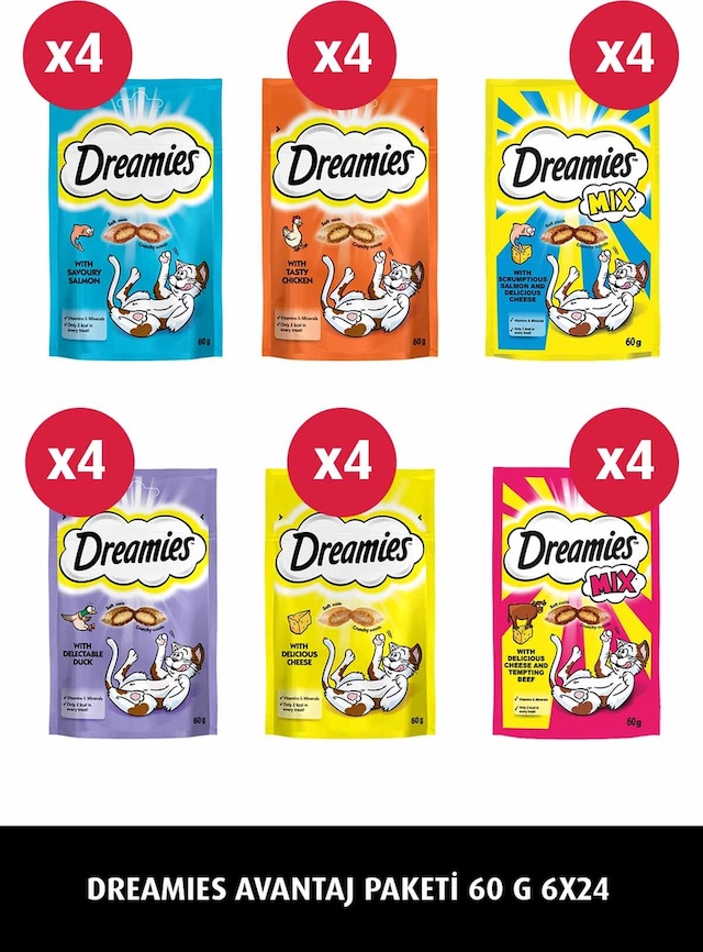 Dreamies Karışık Ödül Maması Paketi 6 x 24'lü 60 G