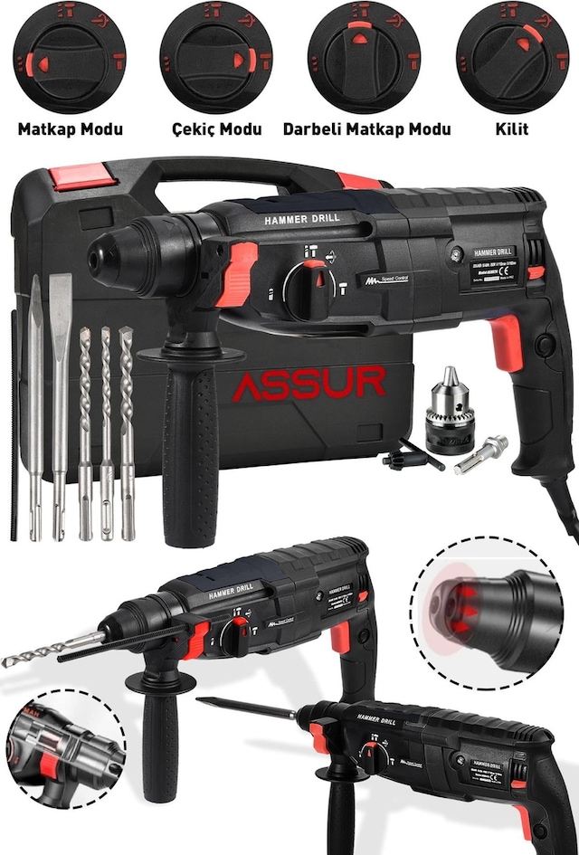 Assur Profesyonel Metal Şanzıman Kırıcı Delici Hilti Darbeli Matkap 2 - 28mm - 1805
