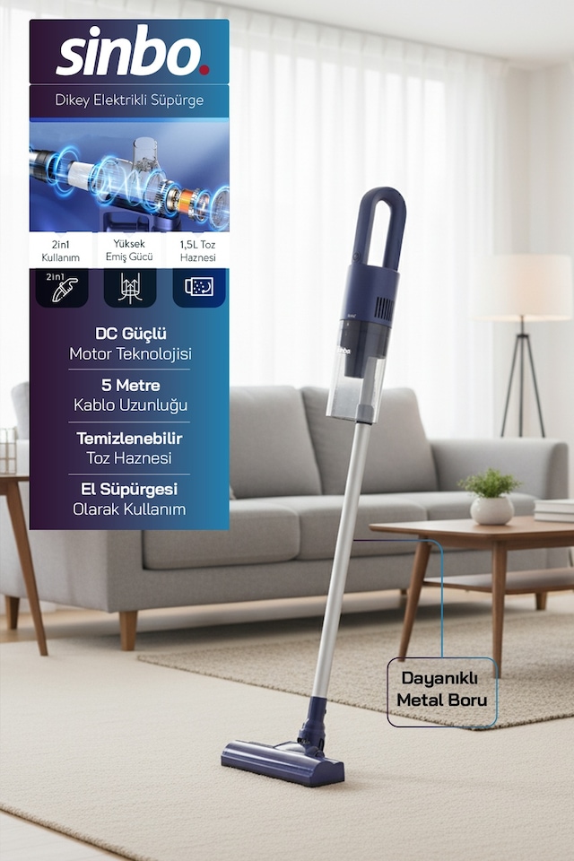 Sinbo SVC-8628 Kablolu Dikey Elektrikli Süpürge