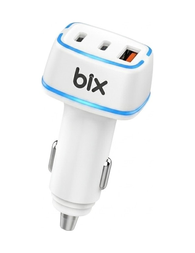 Bix Bxacp82w 82.5w Üç Port 2x Type-c Ve Usb-a Araç İçi Hızlı Şarj Cihazı Beyaz