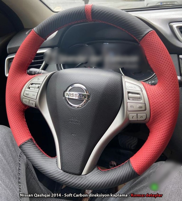 Nissan Qashqai 2012 2015 Araca Özel Direksiyon Kılıfı Soft Nokta Siyah