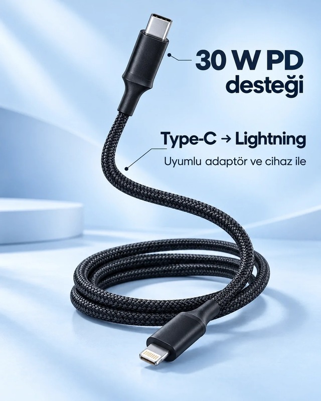 Ers Pd Hızlı Şarj Destekli Led Göstergeli Lightning Kablo