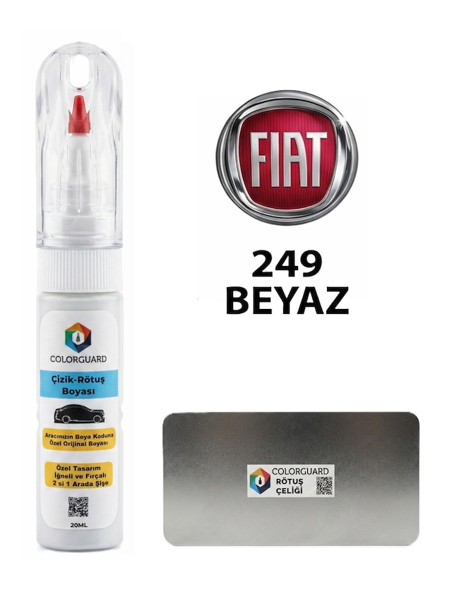 Fıat-tofaş 249 Beyaz İğneli Ve Fırçalı Özel Tasarım Şişe Rötuş Boyası Ve Profesyonel Rötuş Çeliği Seti