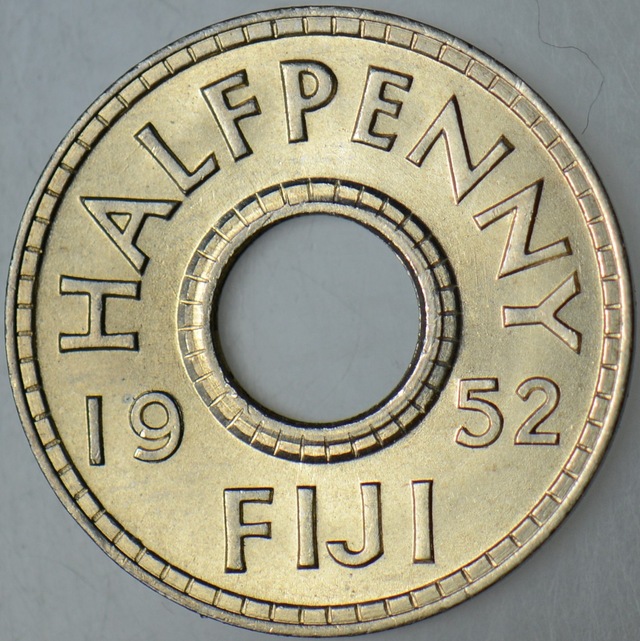 Fiji Yarım Penny 1952 Kral 6. George Dönemi. Çil.