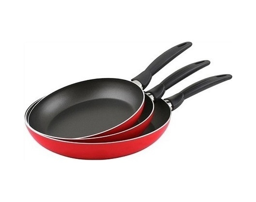 Mehtap 3 Lü Teflon Tava Seti 18-22-26 CM Kırmızı