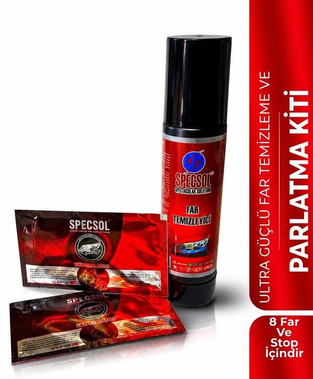 Specsol Araç Far Temizleme Seti Stop Lambası Temizleme Seti Far Temizlik Seti Far Parlatma Seti Far Güneş Yanığı Temizleme 1 Adet