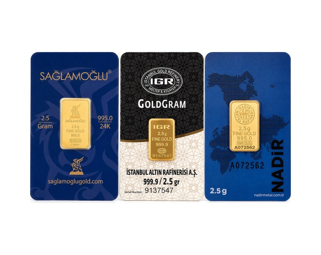 2,5 Gram Külçe Altın 24 Ayar 995,0 / 999,9 Saflık Rafineri Ambalajlı, Seri Numaralı