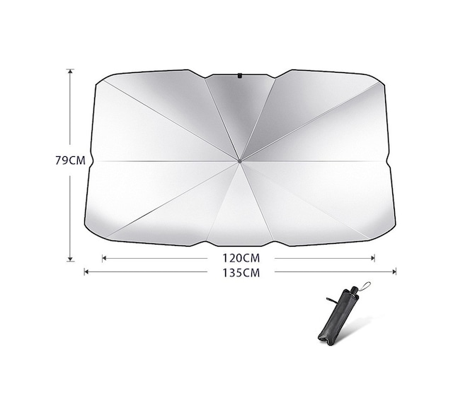 Katlanabilir Araç Ön Cam Güneş Uv Koruma Şemsiye Otomatik Güneşlik 135x120x79 Cm
