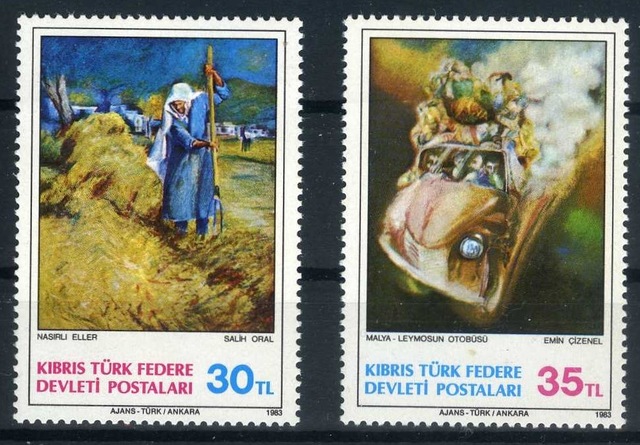 Pul Koleksiyonu, 1983 Tablolar,2 Pul, Asb-kktc-2 Teşhir Ürün