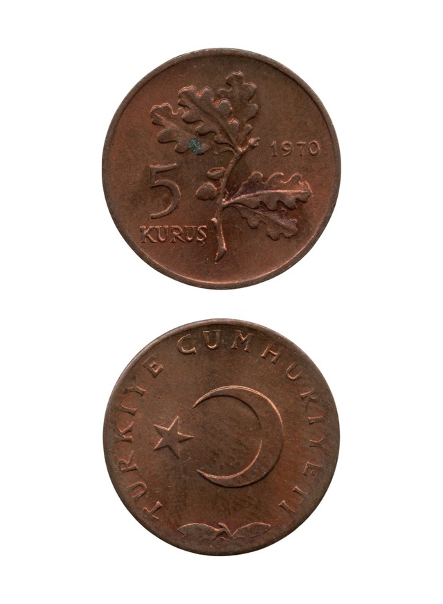 5 Kuruş 1970 Çil Eski Madeni Para