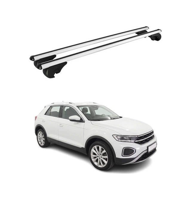 Vw T-roc I 2017-2025 Arası Uyumlu Port Bagaj Taşıyıcı Ara Atkı Alüminyum Gümüş 2 Parça