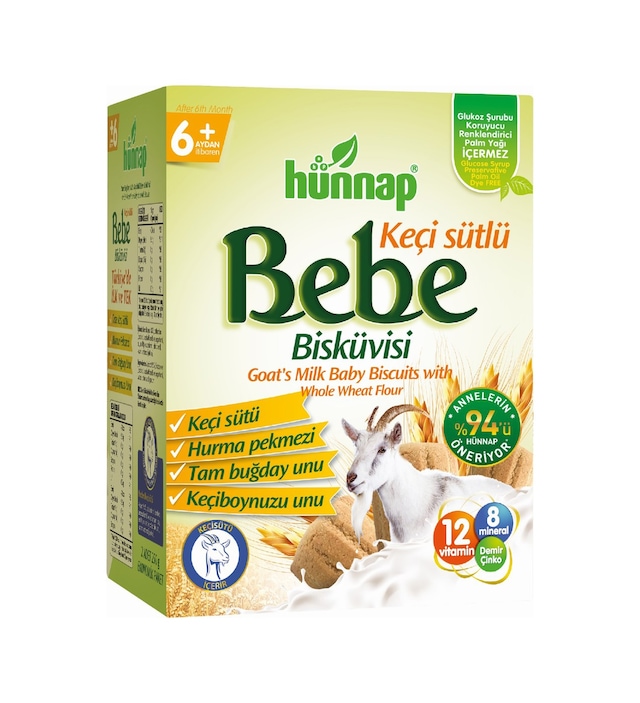 Hünnap Keçi Sütlü 6+ Ay Bebe Bisküvisi 400 G