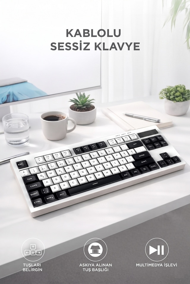 Kablolu Klavye Rgb Işıklı Sessiz Q Klavye Tk12