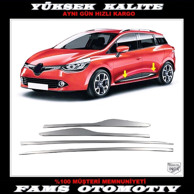 Renault Clio 4 Grandtour Krom Formlu Yan Kapı Çıta 4prç P.çelik