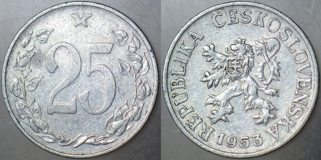 Çekoslovakya 25 Haleru 1954. Nadir. Katalog Değeri 35 Dolar. 19947747