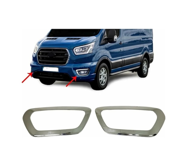 Ford Transit 2019 Sonrası Uyumlu Sis Farı Çerçevesi 2 Parça Paslanmaz Çelik