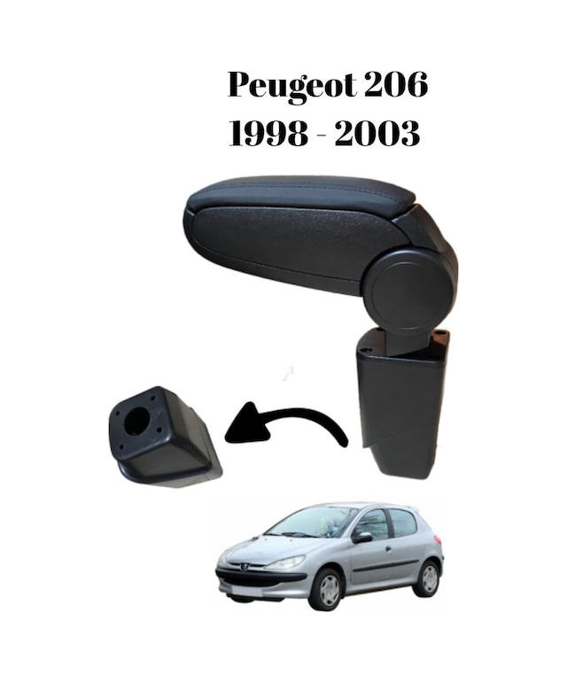 Peugeot 206 1998 1999 2000 2001 2002 2003 Uyumlu Araca Özel Kolçak Kol Dayama Orta Konsol Siyah