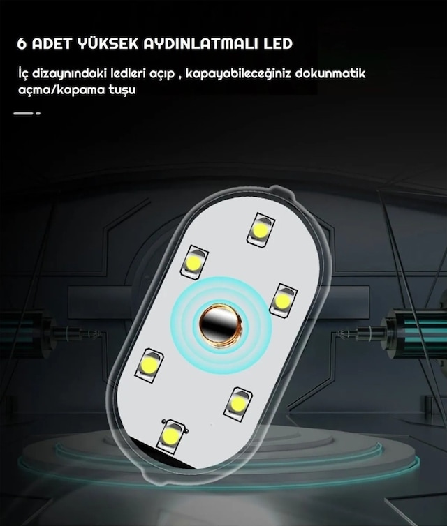 Hubstein Dokunmatik Sensörlü Mini 6 Led Lamba Usb Şarj Edilebilir