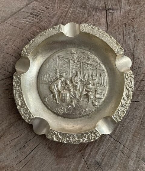 Antik Pirinç Sari Küllük Puro Küllüğü Siğara Küllük 19*19Cm