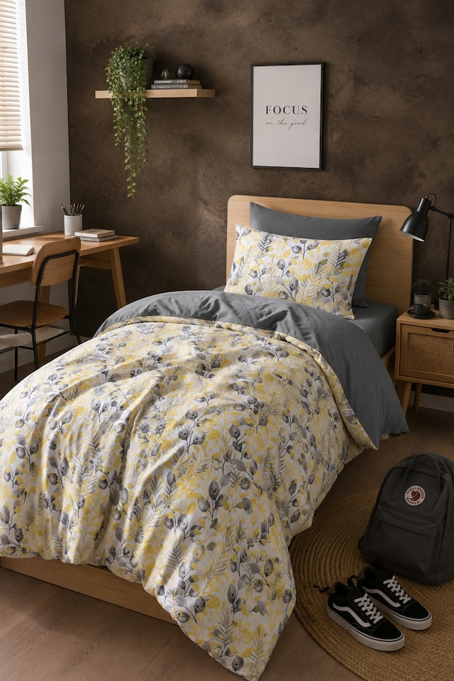 Mystory Home Lastikli Çarşaflı Tek Kişilik Nevresim Takımı Lemon
