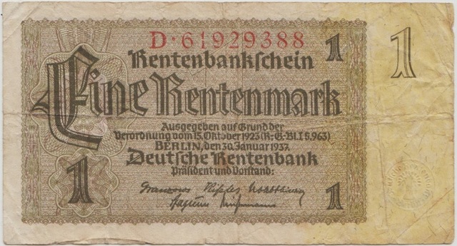 Almanya 1 Rentenmark 1937 Çok Temiz -