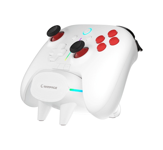 RAMPAGE Hydra Pro BT + 2.4 GHz Şarj İstasyonlu PC Gamepad RGB Joypad Oyun Kolu Beyaz