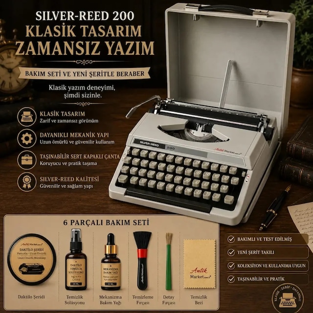 Silver Reed Daktilo 1 Yıl Garantili 6 Parça Bakım Ürünü İle Teşhir Ürün