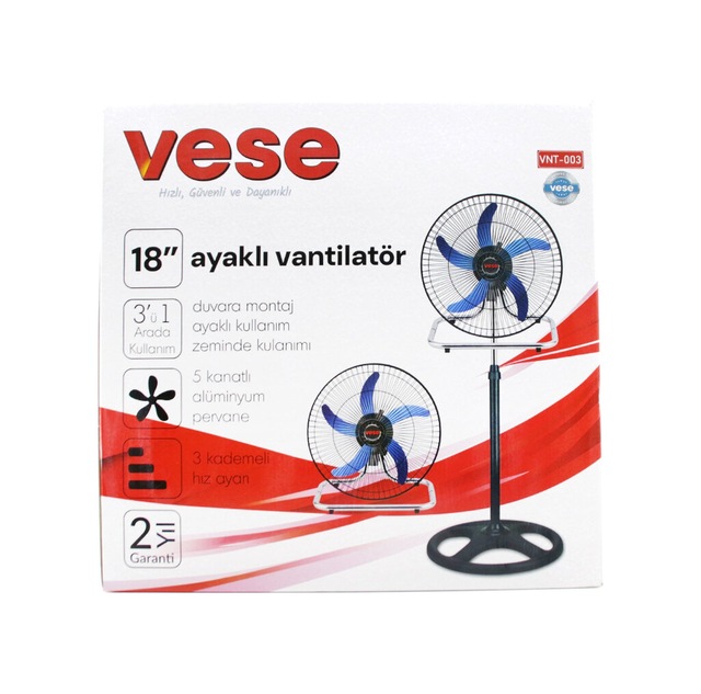 Büro Ev Ofis si İçin 46cm 5 Metal Kanatlı Sanayi Tipi Ayaklı Vantilatör