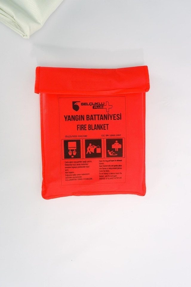 Yangın Söndürme Battaniyesi 150x180cm Ce Sertifikalı Isıya Dayanıklı Acil Müdahale Örtüsü