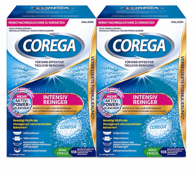 Corega Diş Protez Ağız Temizleme Tableti 108'li Nane Ferahlığı X2 Adet 216 Tablet