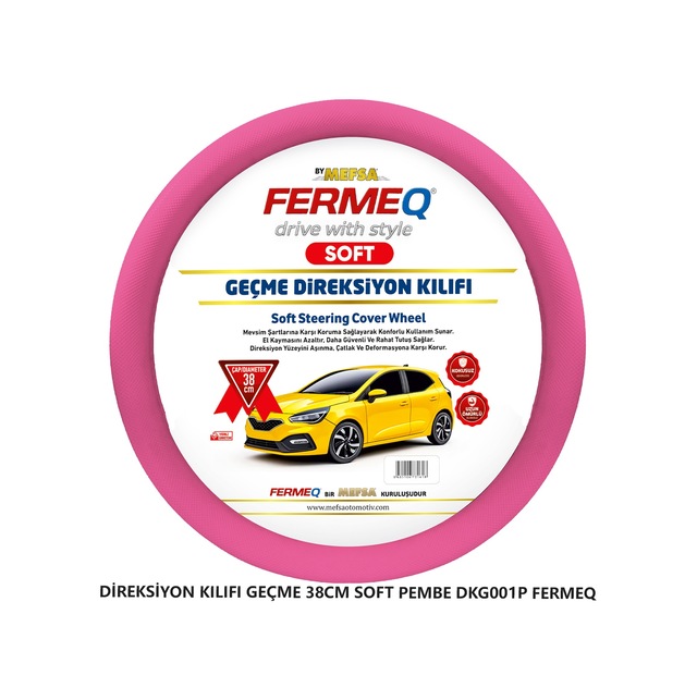 Direksiyon Kılıfı Geçme 38cm Soft Pembe Dkg001p Fermeq