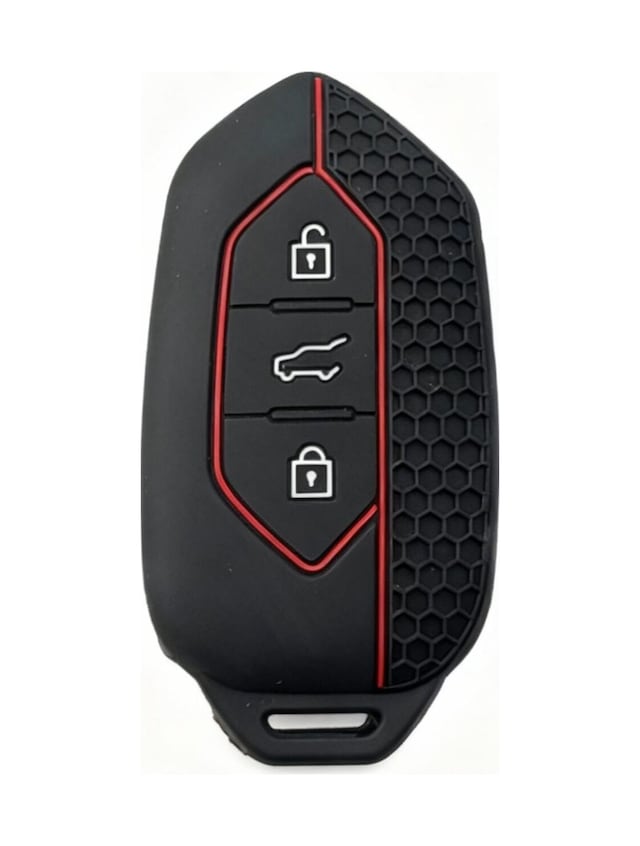 Gma Keys Togg T10x T10f 3 Tuşlu Smart Petek Desenli Koruma Anahtar Kılıfı Kırmızı Siyah Renk