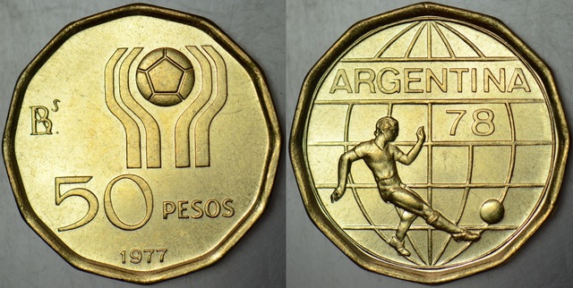 Arjantin 50 Peso 1977 Hatıra-1978 Dünya Futbol Şampiyonası. Çil.