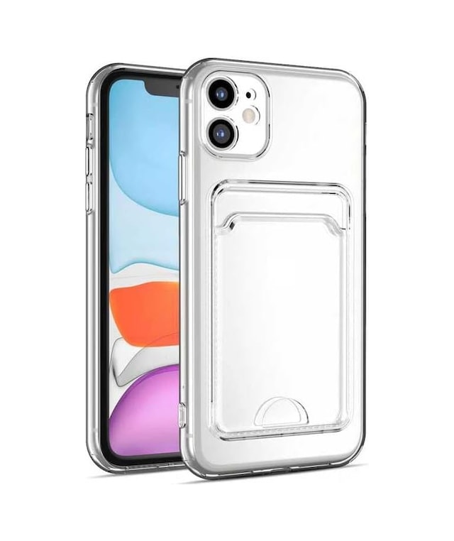 Apple İle Uyumlu İphone 11 Kılıf Kartlıklı Şeffaf Setra Clear Silikon Kapak Renksiz