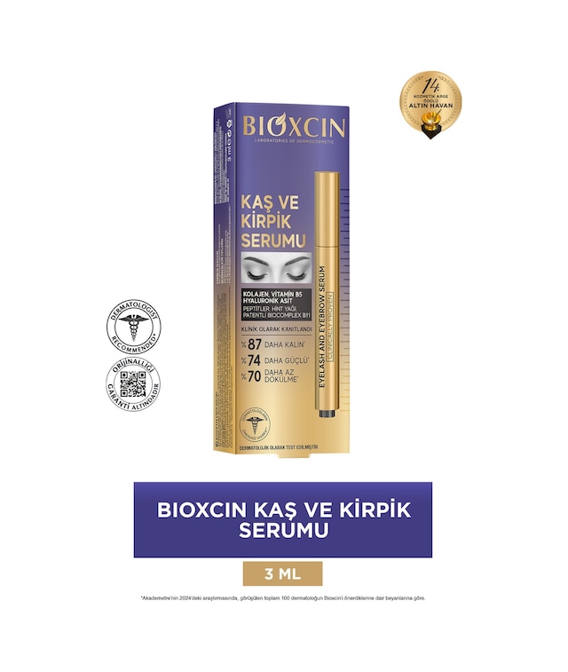 Bioxcin Kaş Kirpik Serumu - Kolajen Hyaluronik Asit Hint Yağı Keratin Peptidleri B5 Biocomplex B11