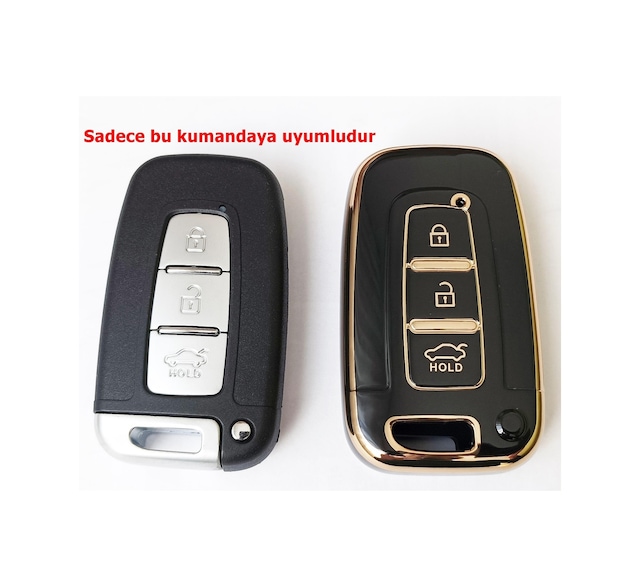 Kia Sportage Uyumlu Rio Soul Optima Smart Kumanda Kılıfı Oto Anahtarlık 3 Tuşlu Siyah