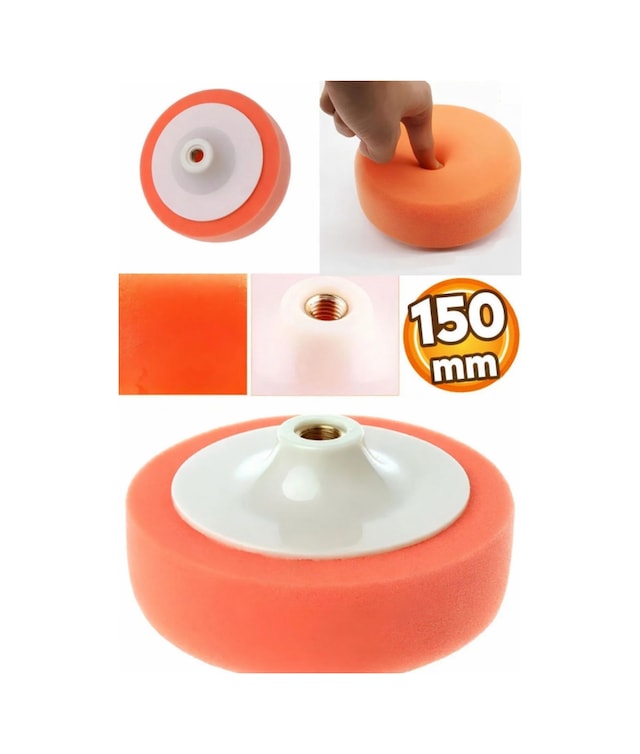 150 Mm Oto Araç Araba Pasta Cila Polisaj Süngeri Zımpara Tabanlı Turuncu Parlatma Pedi M14.
