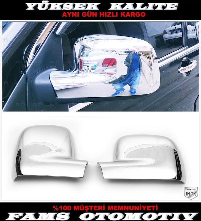 Vw Caddy Krom Ayna Kapağı 2 Prç. 2004-2015 Paslanmaz Çelik