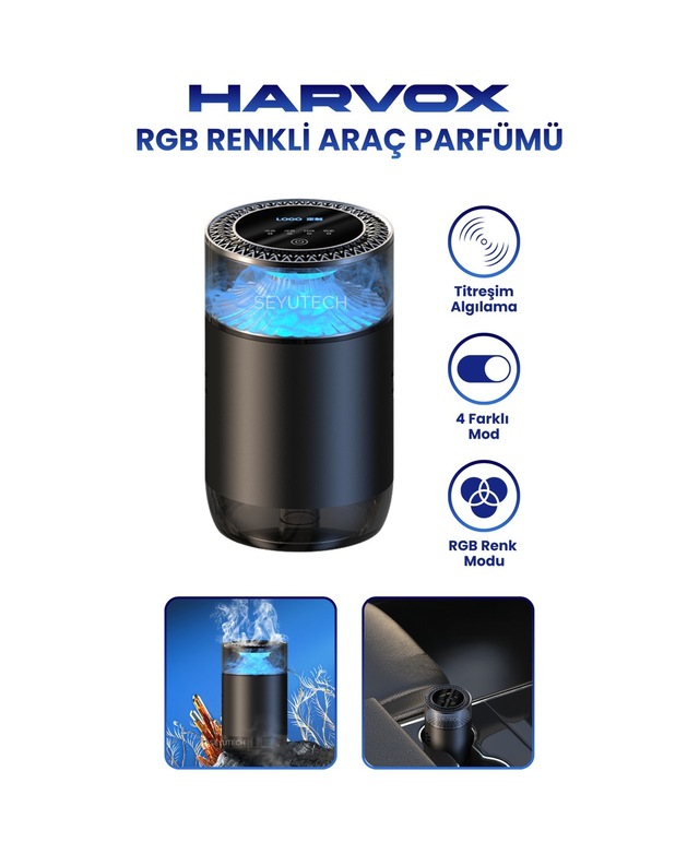 Harvox Rgb Renkli Araç Kokusu Şarjlı 4 Farklı Mod 800mah Batarya Ortam Ve Oda Hava Nemlendirici Aromaterapi