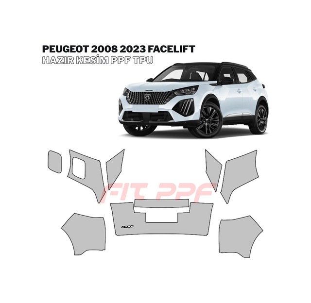 Peugeot 2008 - 2023 Facelıft 210 Mikron Premium Tpu Ppf Kaplama Seti-arka Grup