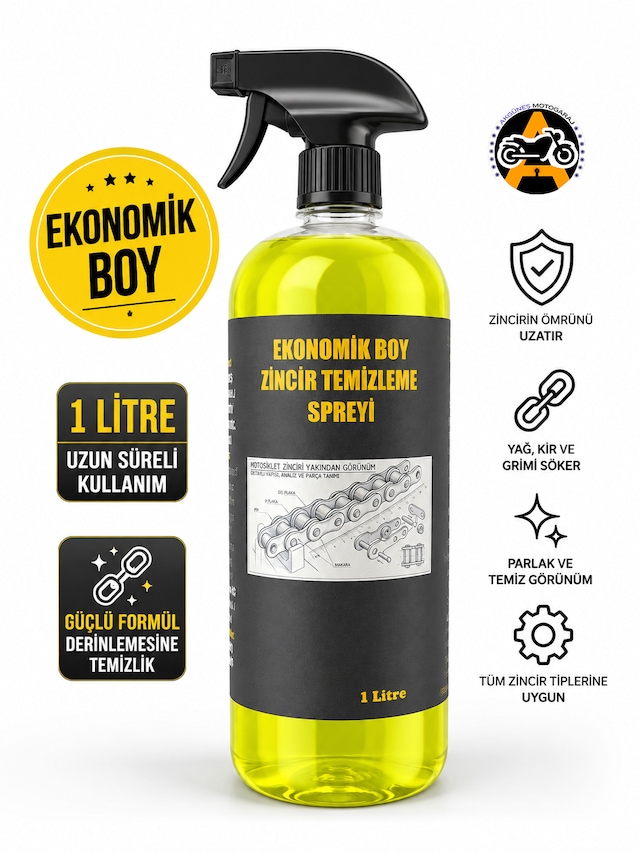 Akgüneş Motogaraj Zincir Temizleme Spreyi 1000 Ml Motosiklet Zincir Bakım Ve Temizlik Ürünü