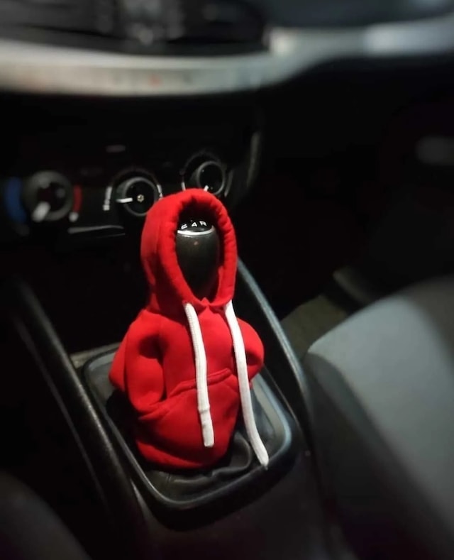 Vites Kılıfı Uyumlu Kapşonlu Sweatshirt Vitese Geçmeli Vites Topuzu Kılıfı Kırmızı