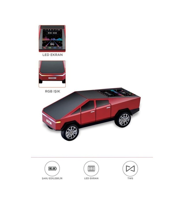 D68 Cybertruck Araba Tasarımlı Led Ekranli Radyolu Bluetooth Hoparlör 15w Güçlü Ses Rgb Led /tws/usb