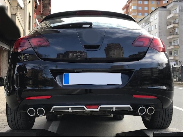 Oto H.i.t. Opel Astra J Hatchback Uyumlu Body Kit Difüzör 4 Çıkış Gri Yuvarlak