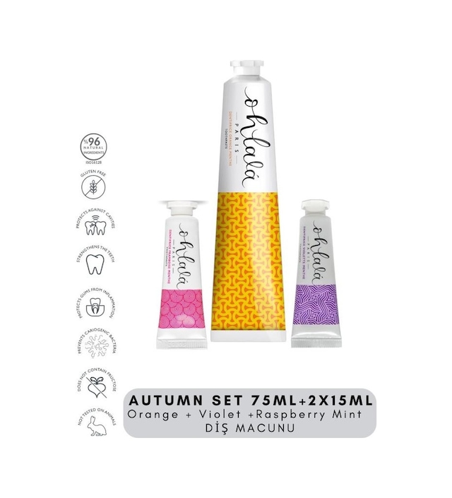 Ohlala Orange Mint 75 Ml + Violet Mint 15 Ml + Raspberry Mint 15 Ml Autumn Set Diş Macunu
