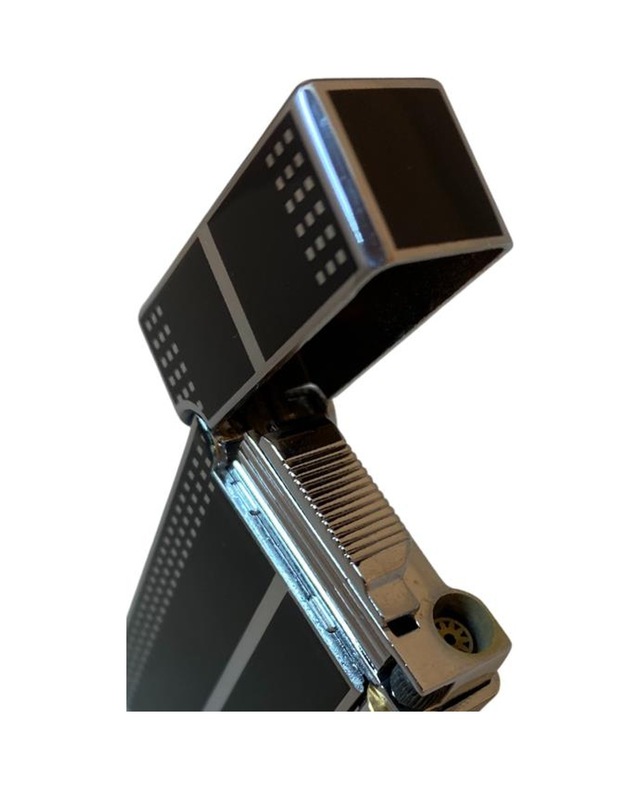 Siyah Gümüş Desenli Tek Torch Pürmüz Puro Çakmağı - Tr6685