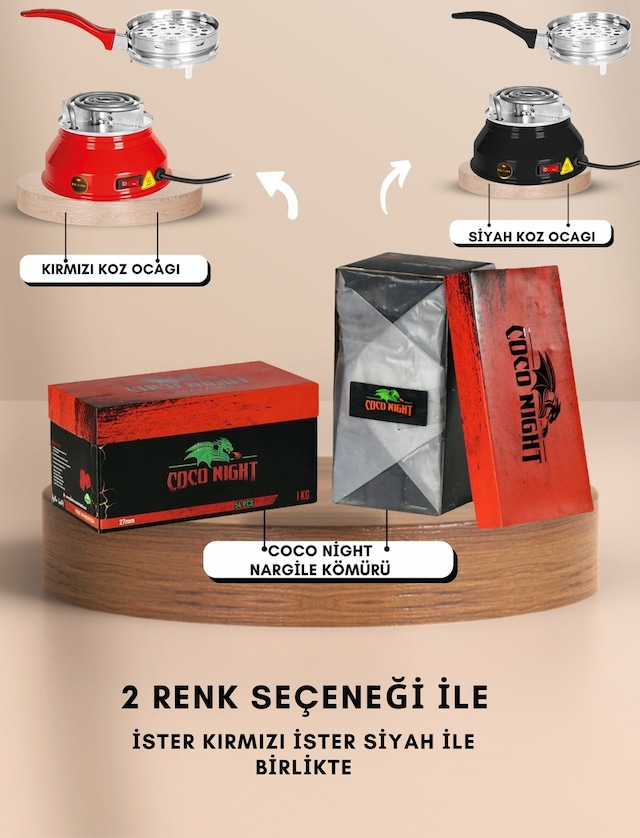 CocoNight Nargile Kömürü + Nargile Köz Ocağı, Kozmatik Nargile