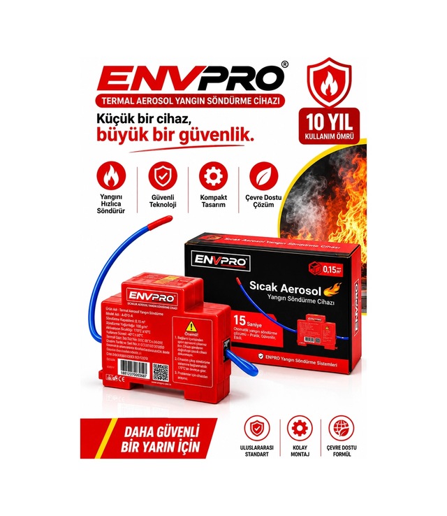 Envpro Termal Aerosol Otomatik Yangın Söndürme Cihazı 0,15 M³ Elektrik Panosu, Sunucu Kabini Ve Kapa