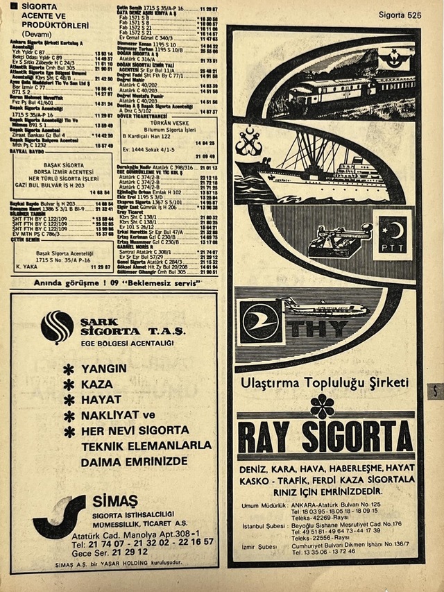 İzmir 1982-1983 Meslek Reklam İlanı Efemera S525 Teşhir Ürün
